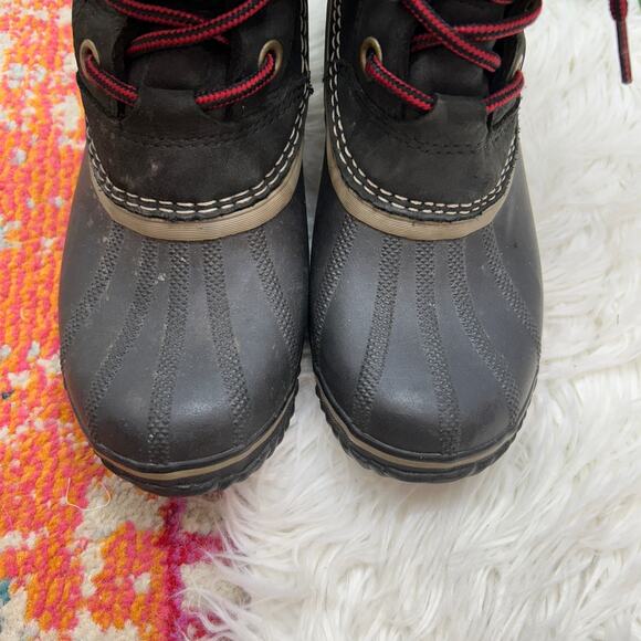 Sorel Black Lace Leather Slimpack II Waterproof Duck Boot Bootie Winter 8 Snow - Picture 4 of 9